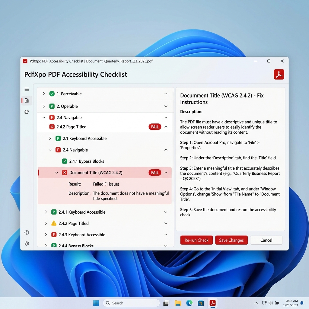 PdfXpo Accessibility Checklist Items