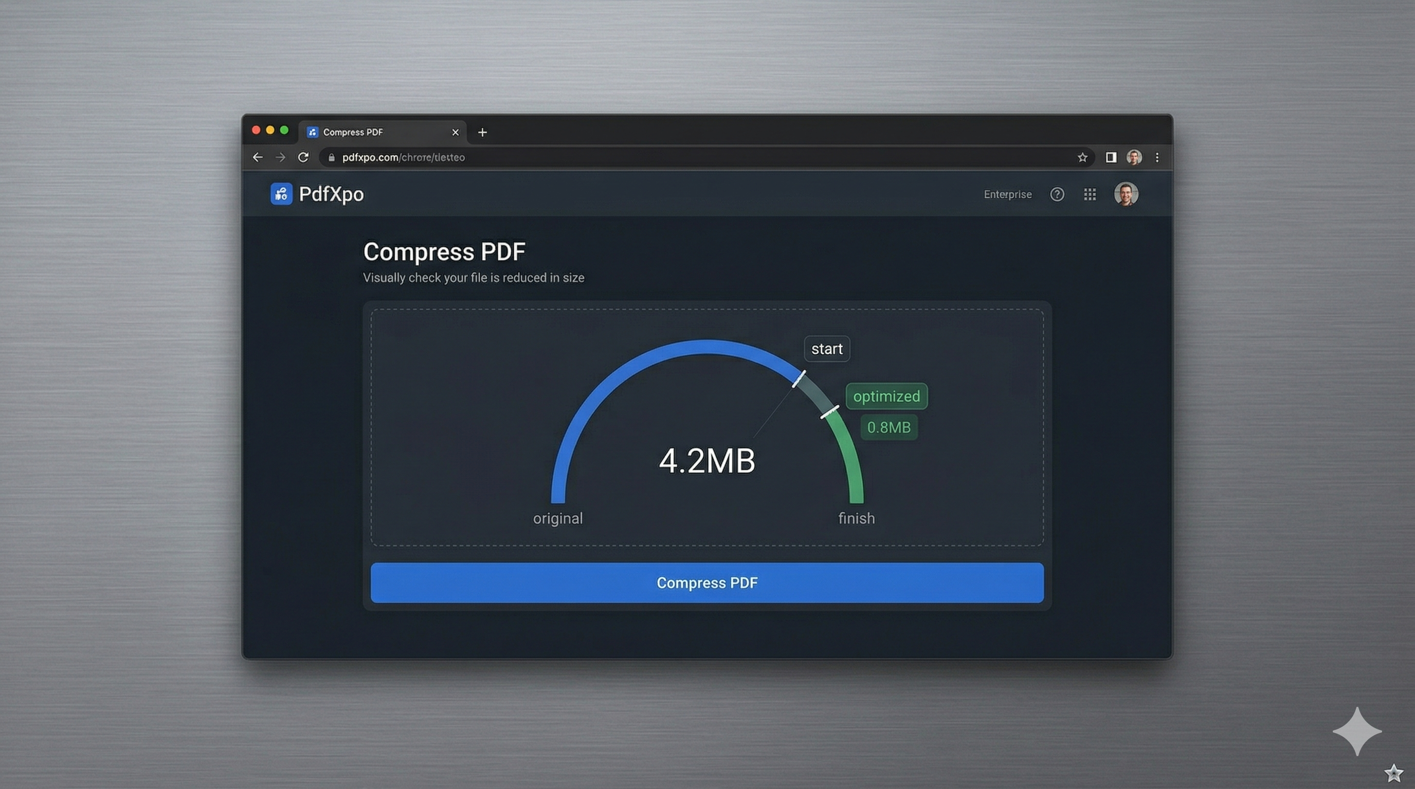 IRS e-filing dashboard showing a 'Success' message after processing a PDF through PdfXpo's flattener